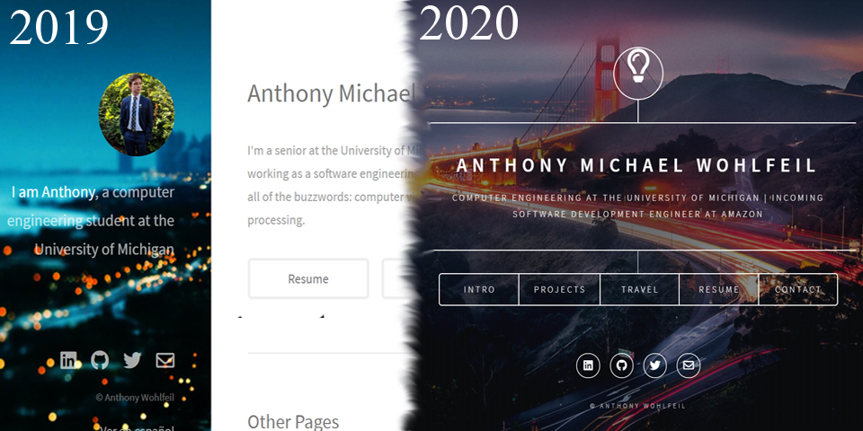 Original personal website comparison